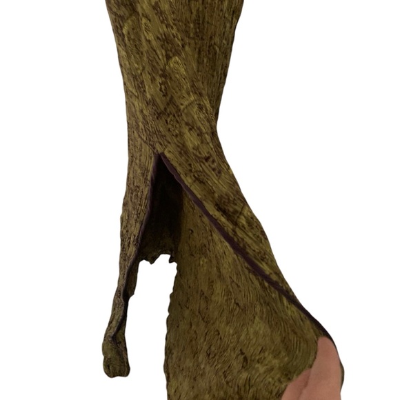 Vintage Natori Large Olive Green Textured Long Dress - Picture 4 of 7